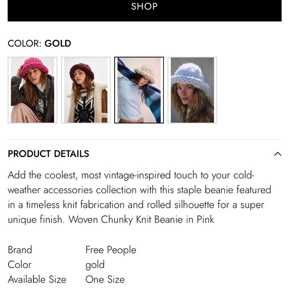 Free People X Wyeth Chunky Knit Beanie Tan New main image 3